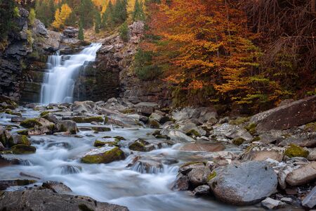 Gradas of Soaso, Falls on Arazas River, Ordesa and Monte Perdido National Park, Huesca, Spainの写真素材