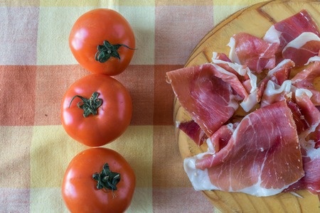 Serrano Ham and tomatoの写真素材