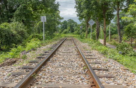 Railway on the rainforest in Thailandの写真素材