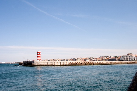 Entering the bar of Douro river  The north pier is used on Sundays for fishing and sightseeing の写真素材