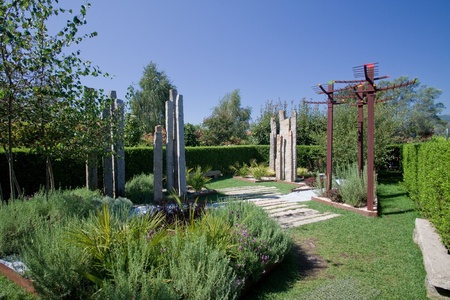 Ponte do Lima, Portugal - August 17, 2011: the 7th International Garden Festival was a competition between 58 projects received from 12 countries.のeditorial素材