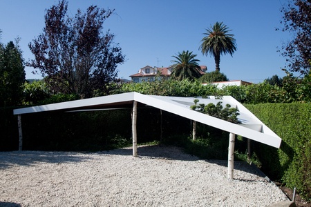 Ponte do Lima, Portugal - August 17, 2011: the 7th International Garden Festival was a competition between 58 projects received from 12 countries.のeditorial素材