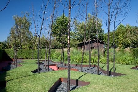 Ponte do Lima, Portugal - August 17, 2011: the 7th International Garden Festival was a competition between 58 projects received from 12 countries.のeditorial素材