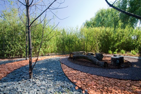 Ponte do Lima, Portugal - August 17, 2011: the 7th International Garden Festival was a competition between 58 projects received from 12 countries.のeditorial素材