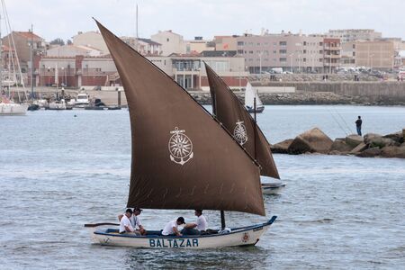 Povoa de Varzim, Portugal - September 3, 2011: the 1st International Meeting of Traditional Boats was an exhibition of the most characteristic boats used in fishing mainly in the north of Portugal and in the Spanish autonumous region of Galicia. Here we cのeditorial素材