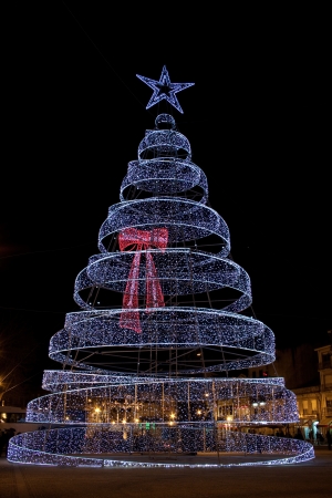 Christmas tree made of thousands of led lights in the city of Povoa de Varzim.のeditorial素材