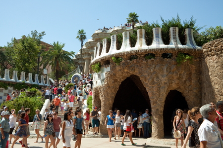 The Park Guell is a public park in the city of Barcelona  The development project was commissioned by Eusebi Guell, patron of the architect Antoni Gaudi のeditorial素材