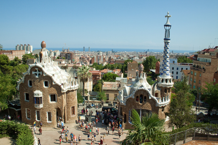 The Park Guell is a public park in the city of Barcelona  The development project was commissioned by Eusebi Guell, patron of the architect Antoni Gaudi のeditorial素材