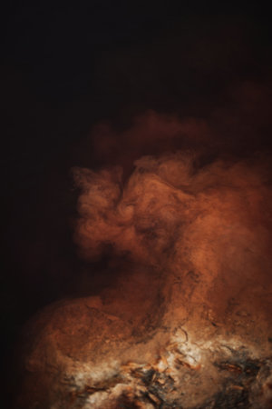 Colorful orange clouds in water, abstract backgroundの写真素材
