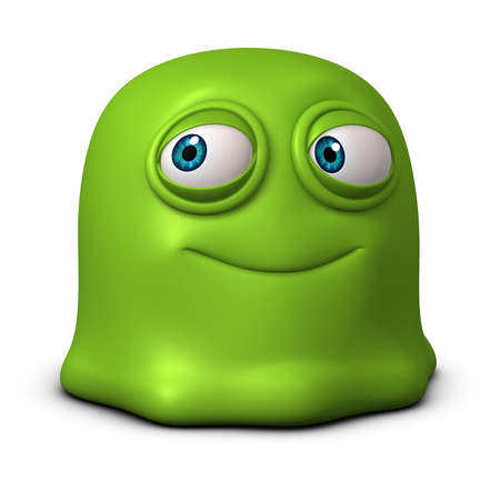 3d cartoon green jelly monster