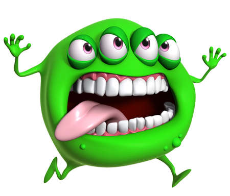3d cartoon green monsterの写真素材