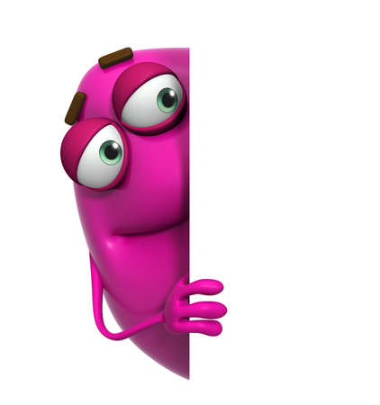 3d cartoon cute pink monsterの写真素材