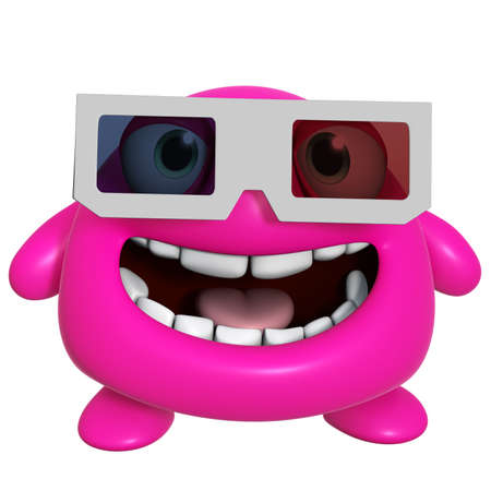 3d cartoon cute pink monster