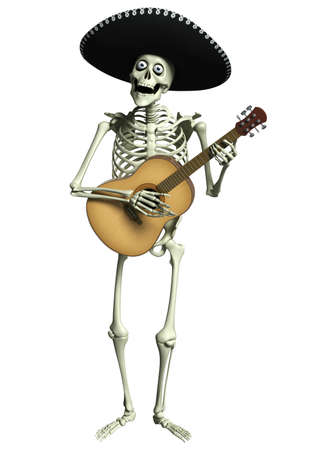 3d cartoon skeleton Mariachiの写真素材
