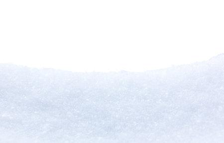 Natural snow isolated on white backgroundの写真素材