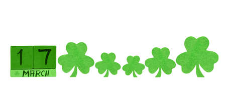 Saint Patrick Day. A calendar with green clovers isoleted on white background