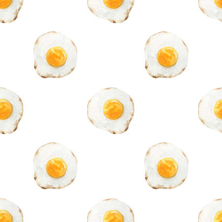 Watercolor seamless pattern with eggs. Hand drawn illustration on white background.の写真素材