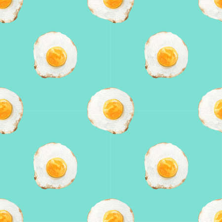 Watercolor seamless pattern with eggs. Hand drawn illustration on white background.の写真素材