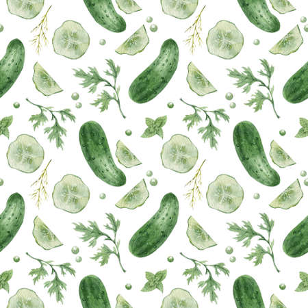 Watercolor seamless background with radish on a white background. Menu design, textile design, printing.の写真素材