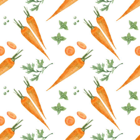 Watercolor seamless background with radish on a white background. Menu design, textile design, printing.の写真素材