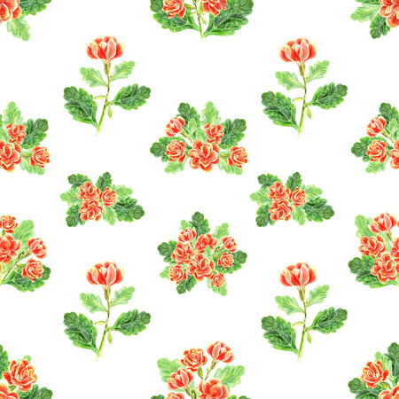 Pattern of kalanchoe flowers and leaves of succulents bouquet. Watercolor hand painted illustration isolated on white background. Used in packaging, on fabric, textiles and wrapping paperの写真素材