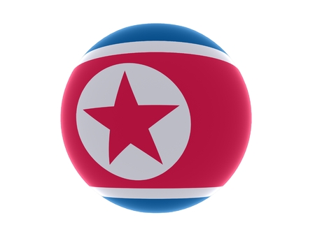 3D North Korean flag sphere isolated on white backgroundの写真素材