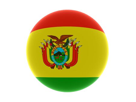 3D flag of Bolivia sphere isolated on white backgroundの写真素材