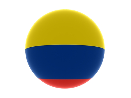 3D flag of  Columbia sphere isolated on white backgroundの写真素材