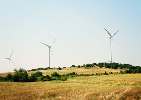 Windmill farm, Wind energy production, green energyの写真素材
