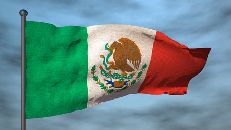 Flag of Mexico on sky backgroud, 3d illustrationの写真素材