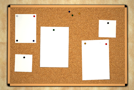 Cork board with notesの写真素材