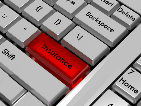 Insurance. Red hot key on computer keyboardの写真素材