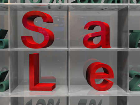 White shelf with word FINAL SALE and percentsの写真素材