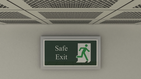 Safe exit doorway sign indoor. Business and internet conceptの写真素材