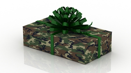 Gift box with ribbon, isolated on the white background. Christmas, birthday and valentine concept.の写真素材