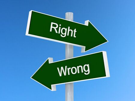 Right vs wrong sign. Right or wrong choice conceptの写真素材