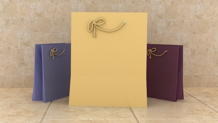 Shopping bags in interior backgroundの写真素材