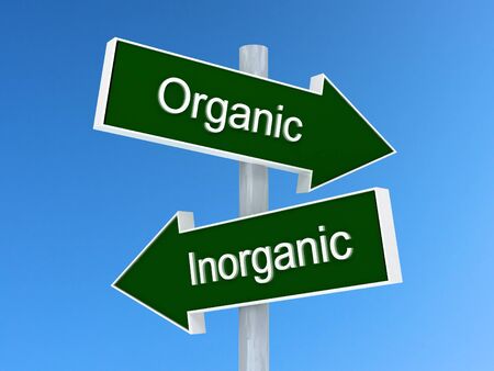 Organic vs inorganic sign. Organic or inorganic choice conceptの写真素材