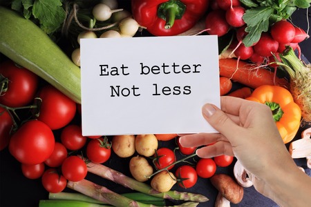 Motivation Inspirational quote Eat better Not less. Dieting, Healthy eating background.の写真素材