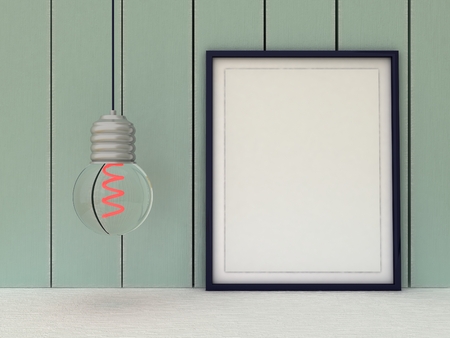 Empty picture in frame shabby chic, vintage style. Scandinavian style home interior decoration. Copy paste image.の写真素材