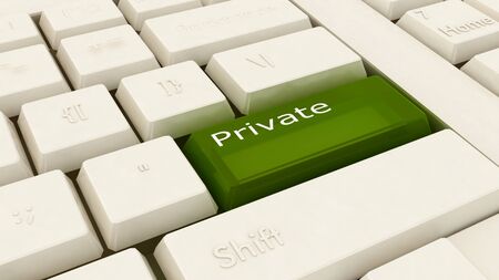 Private key on computer keyboard. 3d renderの写真素材