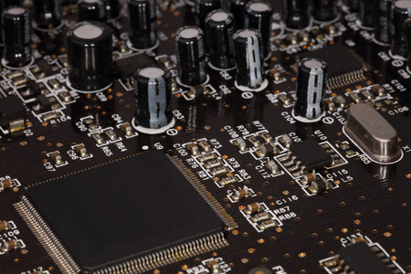 macro of the surface of computer hardware parts, electronic circuit boardの写真素材