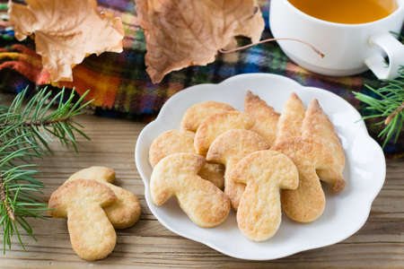 Cookies in the form of mushroomsの写真素材