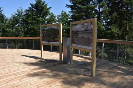 Path in the Crowns of Trees in Ciezkowice, wooden construction, opening of a new investment July 2023, Malopolska, Polandのeditorial素材