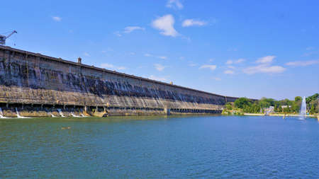 Beautiful landscape view of KRS Dam view from Brindavan Gardens. Perfect picnic spot or weekend gateway for people of Bangalore, Mysoreの写真素材