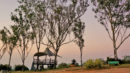 View tower of Nandi hills. Nearest hill station near Bangalore, Karnataka, Indiaの写真素材