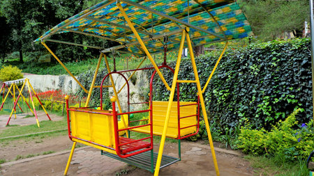 Kids play area from Bryant Park. One of the must visit place in Queen of Hills Kodaikanal with beautiful scenic flower garden and view.の写真素材