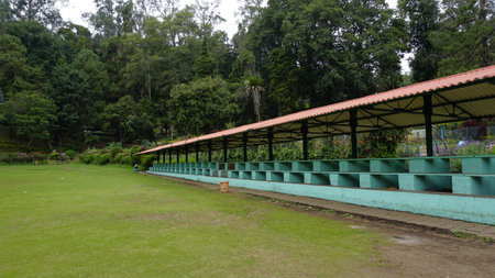 Beautiful scenic garden of Kodaikanal Bryant Park. One of the must visit place in Queen of Hills Kodaikanal for lush greenery and flowersの写真素材