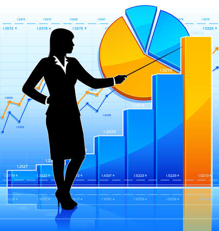 Businesswoman represents growing chartのイラスト素材
