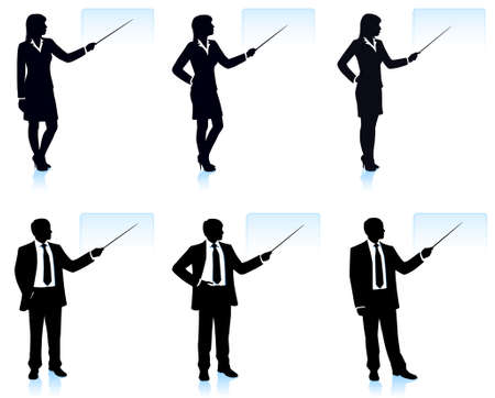 Businessmen silhouettes with pointersのイラスト素材